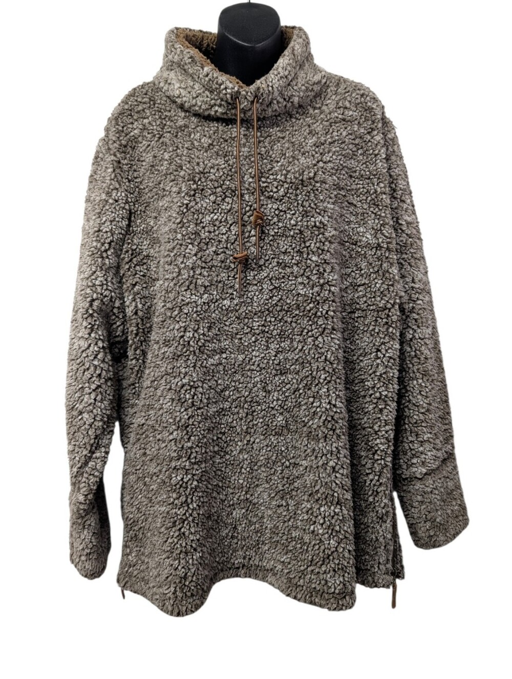 Marleylilly Gray Sherpa Fleece Cowl Neck Pullover Sweatshirt Women’s Plus Sz 3XL